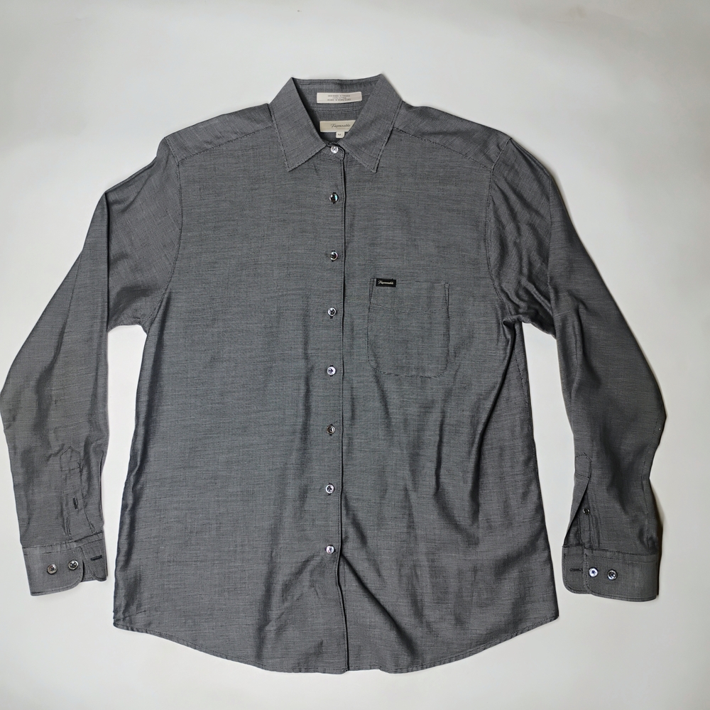 Faconnable Men's Gray Size M Long-Sleeve Button-Down Shirt